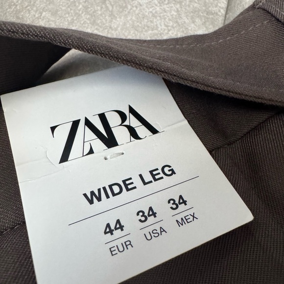 NWT Zara Dark Brown Dress Pants Wide Leg - Picture 6 of 11